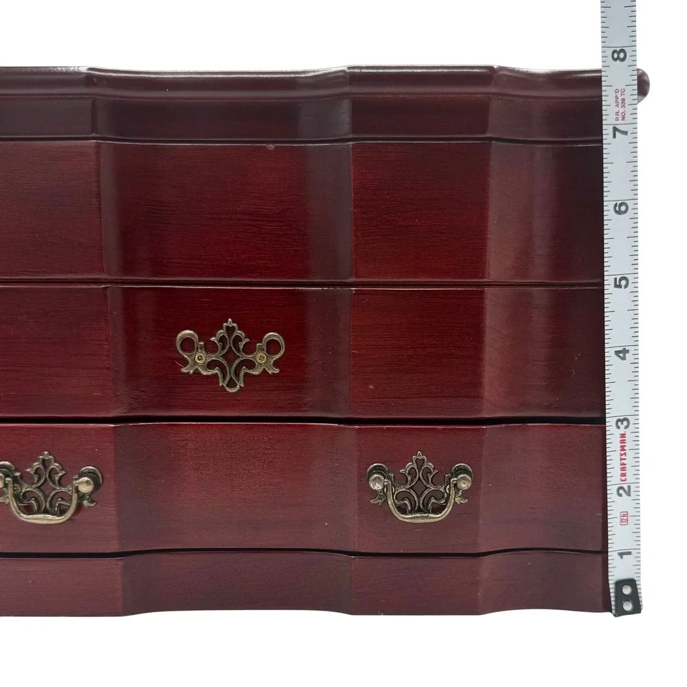 Vintage Mahogany Jewelry Chest Mirror Hidden Compartment Brass Hardware Drawers